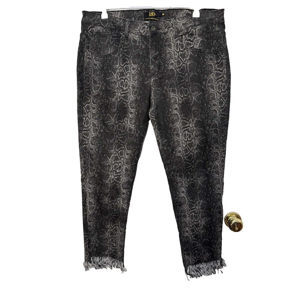 Lucky & Blessed Womens 18 Mid Rise Ankle Skinny Snakeskin Denim Jeans Sexy Biker